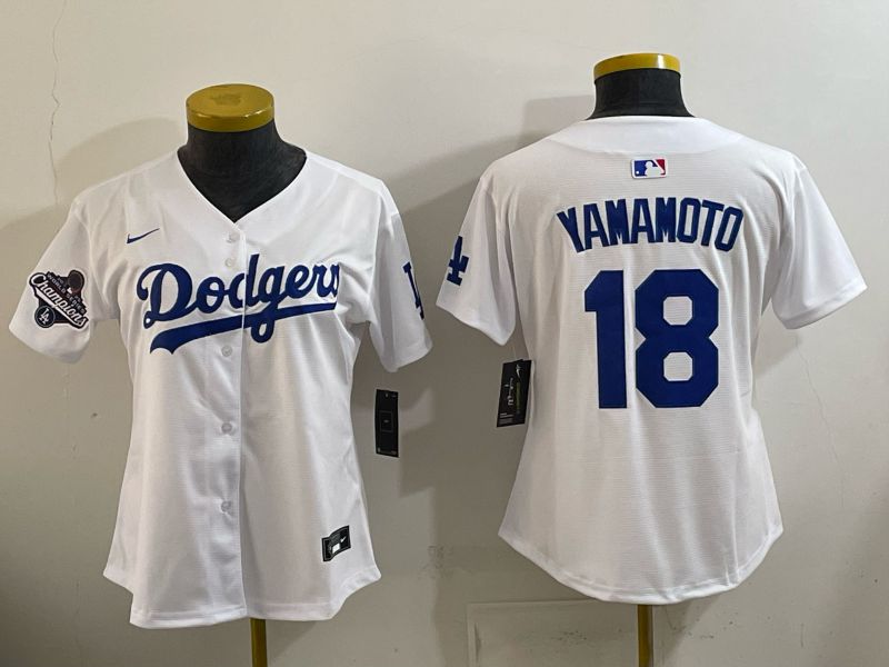 Women 2026 Nike Los Angeles Dodgers #18 Yamamoto White Game MLB Jersey 06